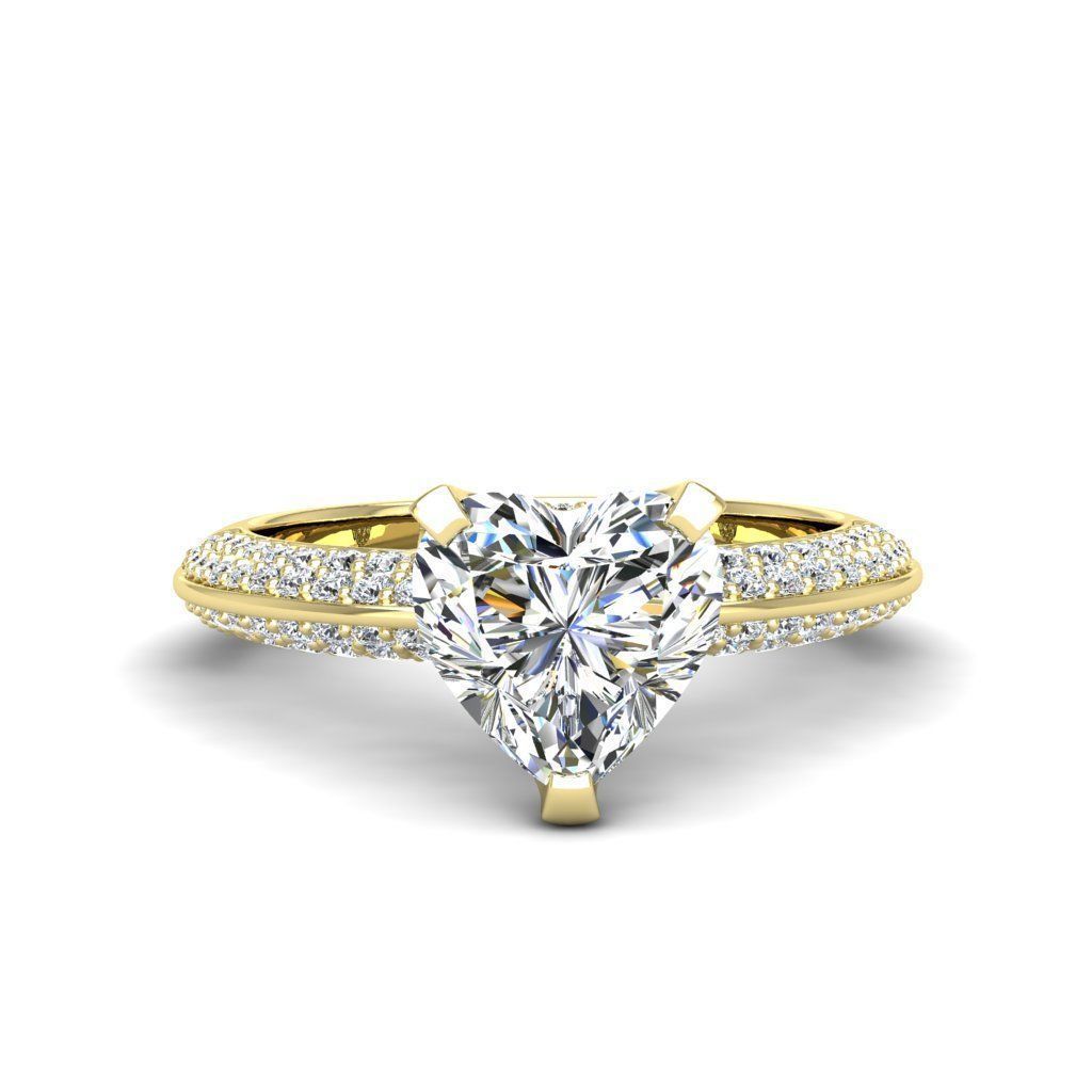 Engagement ring Stella heart 3D print model_28
