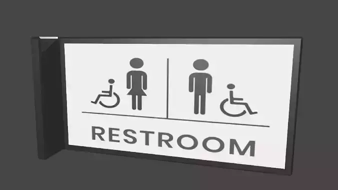 Restroom Sign Low Poly 