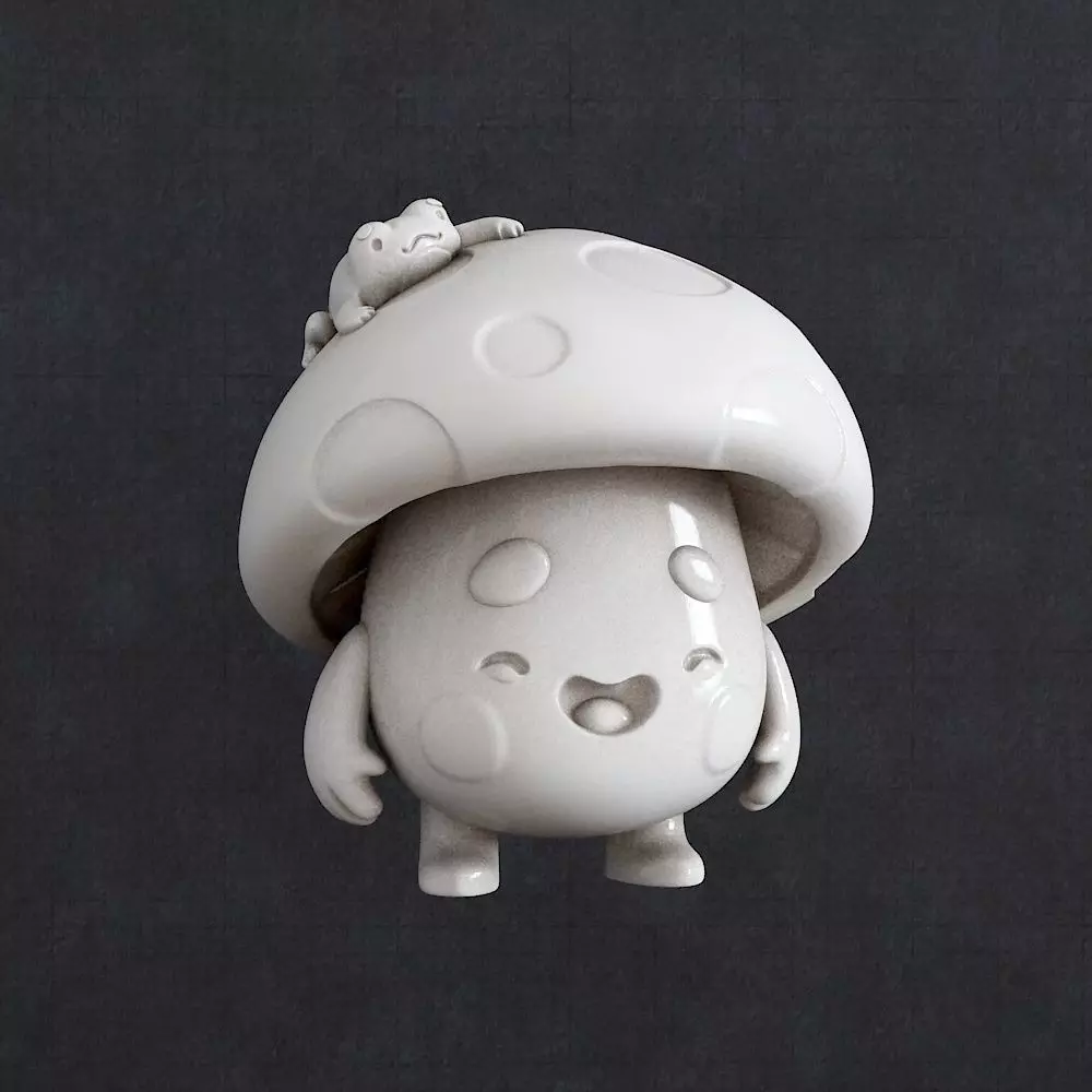 Funny Mushroom cartoon sculpture 3D print model_0