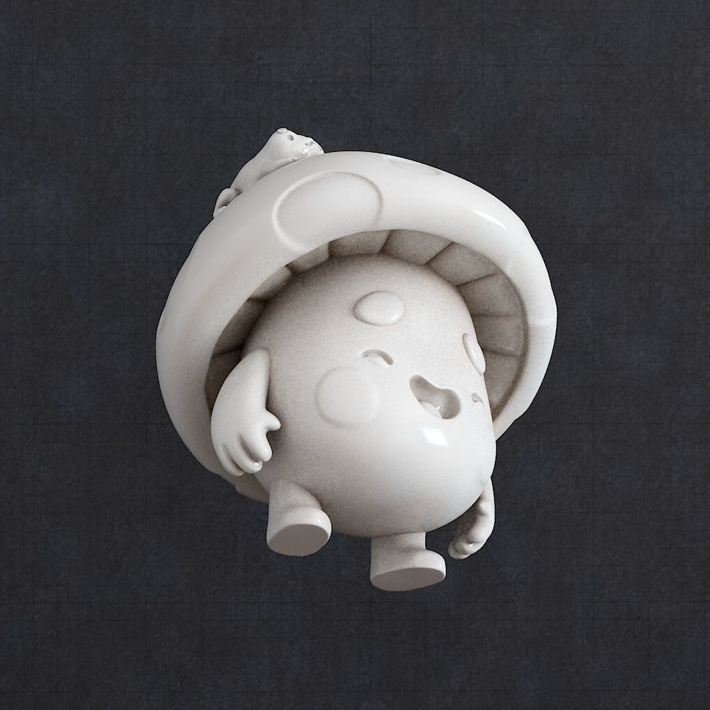 Funny Mushroom cartoon sculpture 3D print model_3