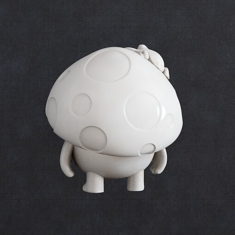 Funny Mushroom cartoon sculpture 3D print model_1