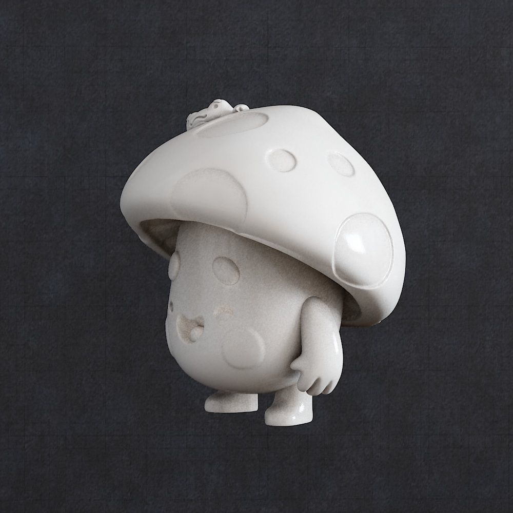 Funny Mushroom cartoon sculpture 3D print model_2