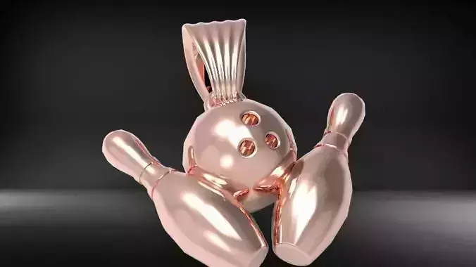 3D Bowling Ball and Pins Pendant Charm Necklace Jewelry 3D print model