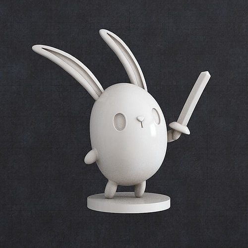 Toon hare knight 3D print model