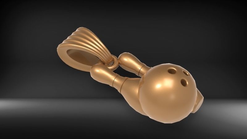 3D Bowling Ball and Pins Pendant Charm Necklace Jewelry 3D print model_13