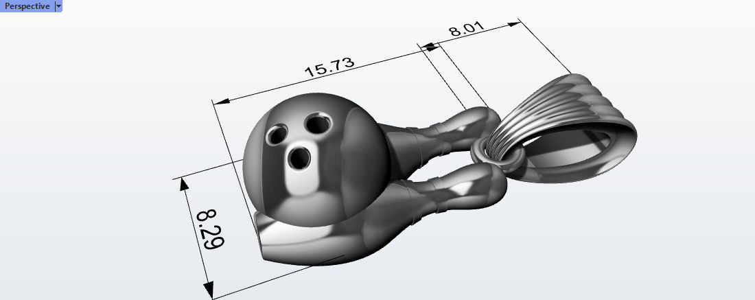 3D Bowling Ball and Pins Pendant Charm Necklace Jewelry 3D print model_6