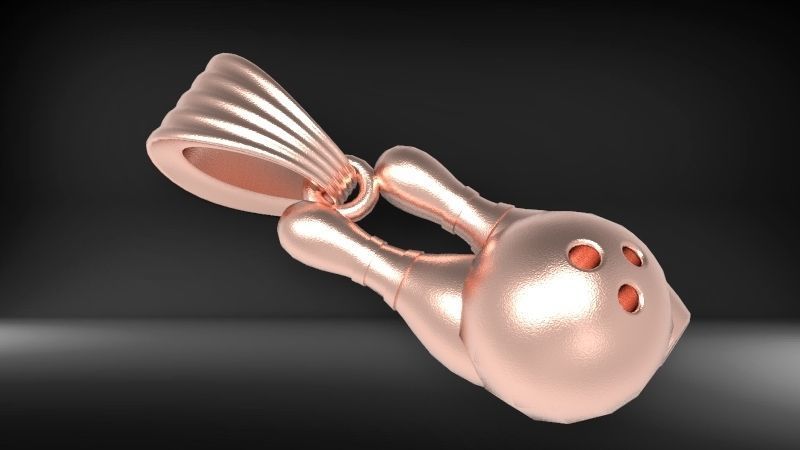 3D Bowling Ball and Pins Pendant Charm Necklace Jewelry 3D print model_17