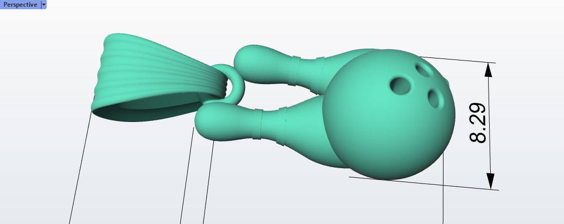 3D Bowling Ball and Pins Pendant Charm Necklace Jewelry 3D print model_8