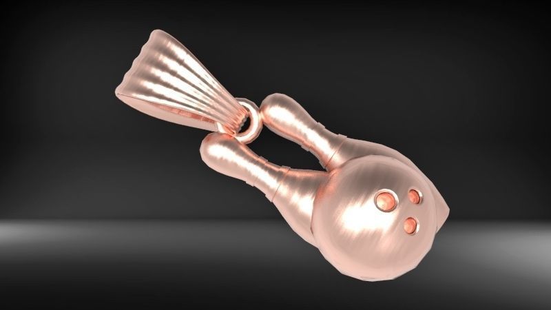 3D Bowling Ball and Pins Pendant Charm Necklace Jewelry 3D print model_2