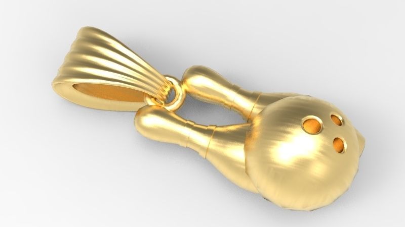 3D Bowling Ball and Pins Pendant Charm Necklace Jewelry 3D print model_1
