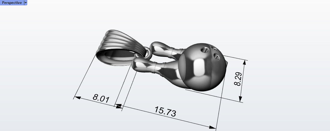 3D Bowling Ball and Pins Pendant Charm Necklace Jewelry 3D print model_5