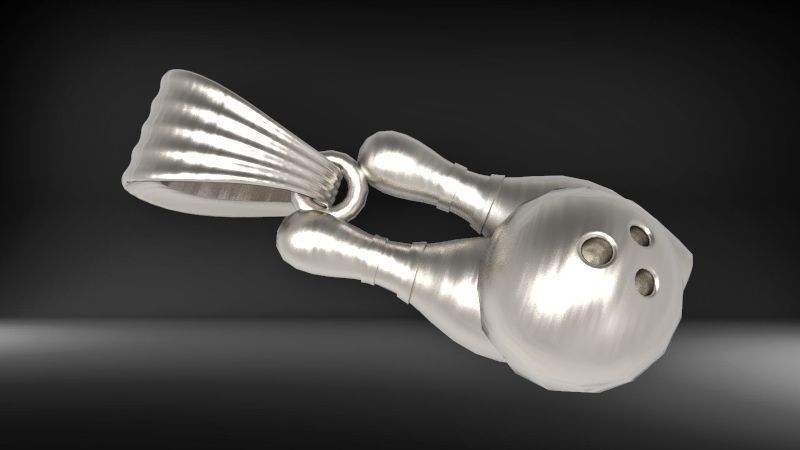 3D Bowling Ball and Pins Pendant Charm Necklace Jewelry 3D print model_21