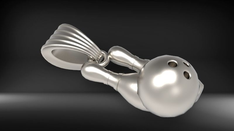 3D Bowling Ball and Pins Pendant Charm Necklace Jewelry 3D print model_19
