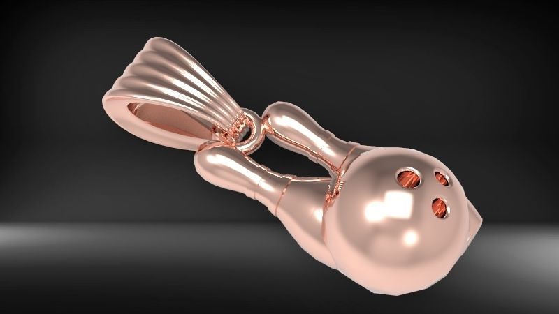 3D Bowling Ball and Pins Pendant Charm Necklace Jewelry 3D print model_16