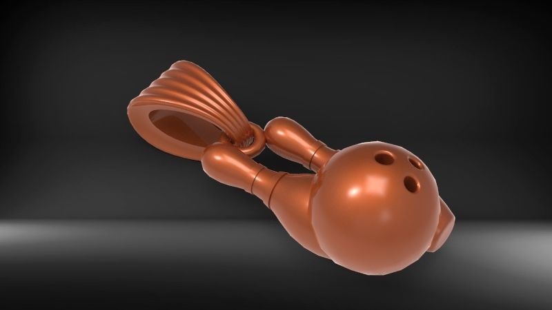 3D Bowling Ball and Pins Pendant Charm Necklace Jewelry 3D print model_14