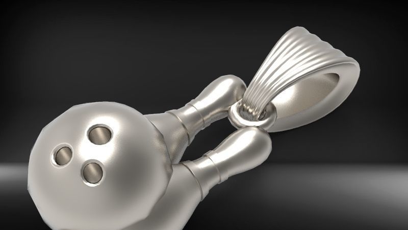 3D Bowling Ball and Pins Pendant Charm Necklace Jewelry 3D print model_20