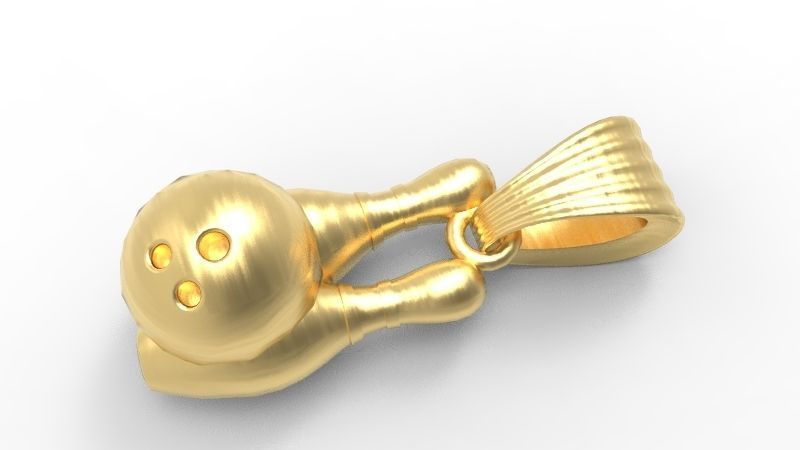 3D Bowling Ball and Pins Pendant Charm Necklace Jewelry 3D print model_10
