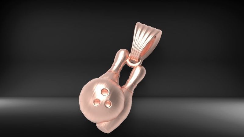 3D Bowling Ball and Pins Pendant Charm Necklace Jewelry 3D print model_15