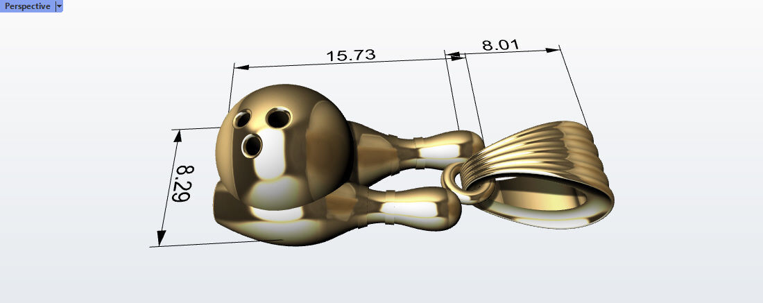 3D Bowling Ball and Pins Pendant Charm Necklace Jewelry 3D print model_7