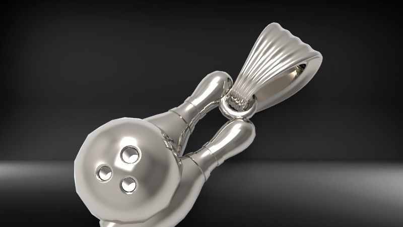 3D Bowling Ball and Pins Pendant Charm Necklace Jewelry 3D print model_3