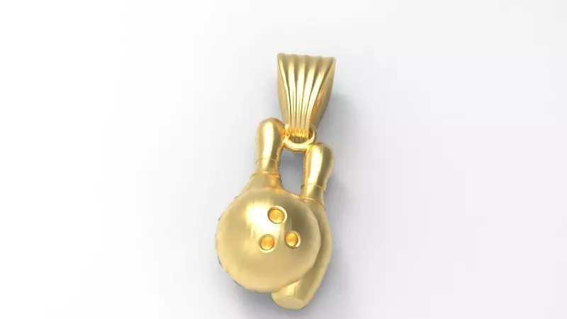 3D Bowling Ball and Pins Pendant Charm Necklace Jewelry 3D print model_0