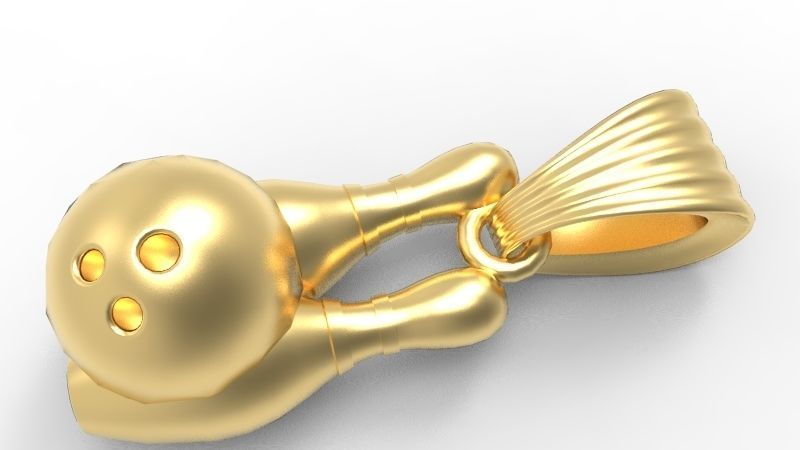 3D Bowling Ball and Pins Pendant Charm Necklace Jewelry 3D print model_11