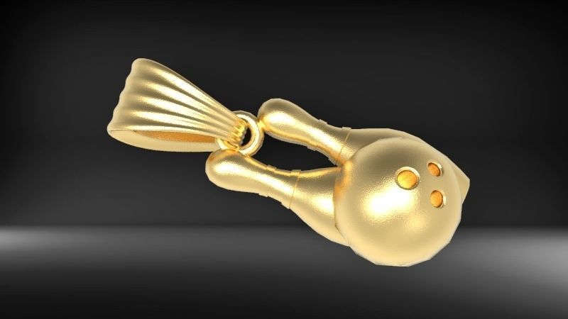 3D Bowling Ball and Pins Pendant Charm Necklace Jewelry 3D print model_12