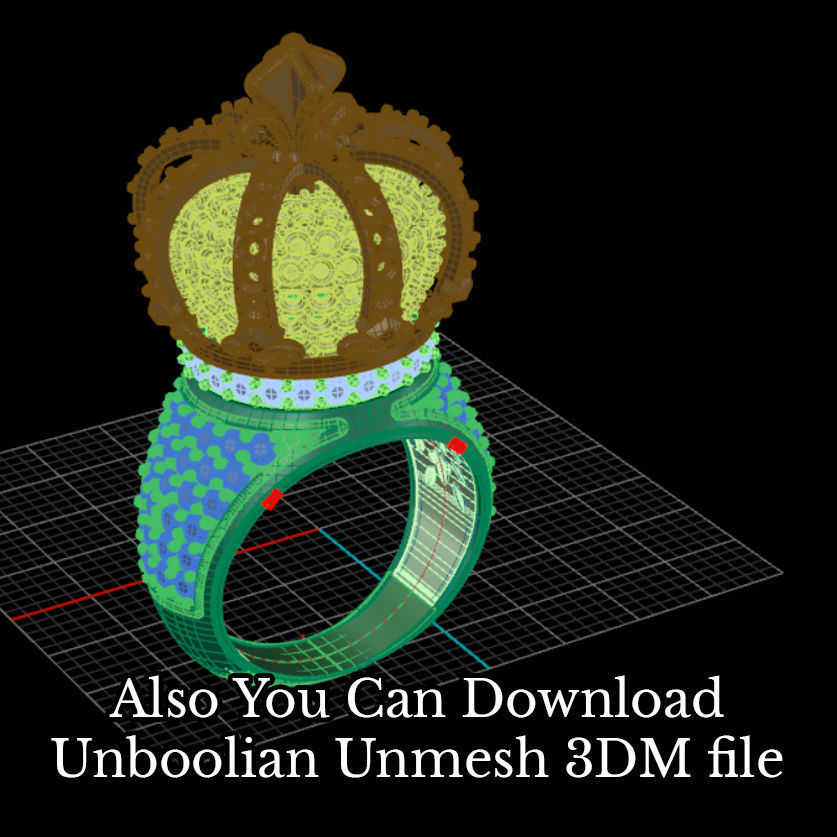 Rotating Crown Ring 3D print model_15