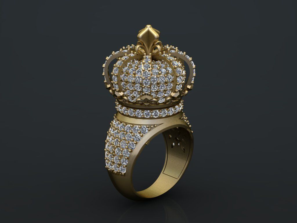 Rotating Crown Ring 3D print model_4