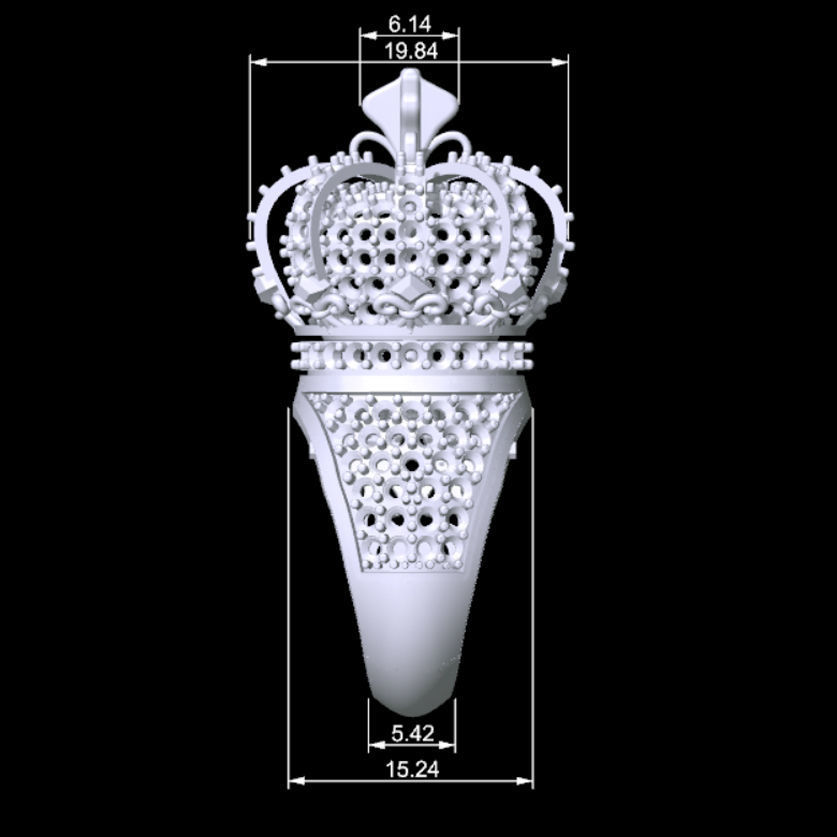 Rotating Crown Ring 3D print model_10