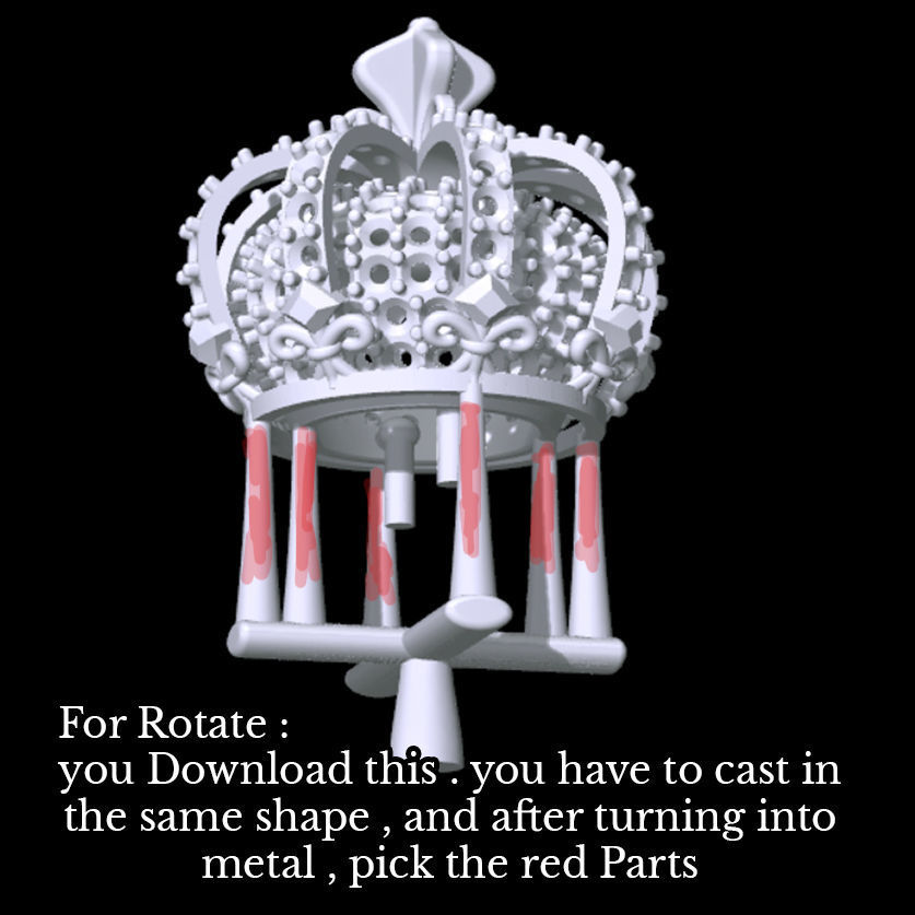Rotating Crown Ring 3D print model_7