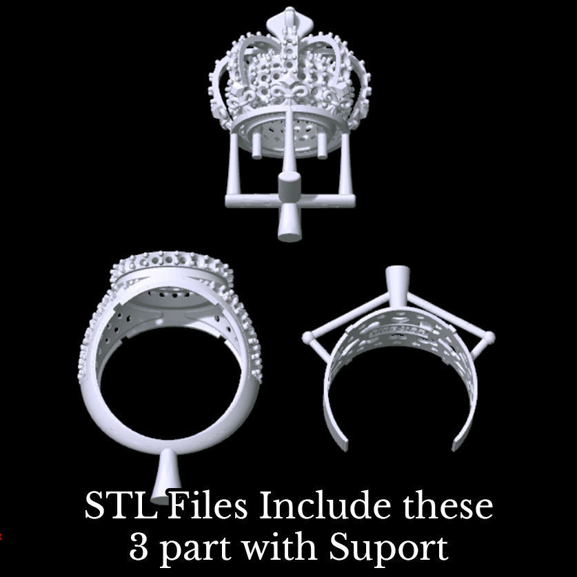 Rotating Crown Ring 3D print model_14