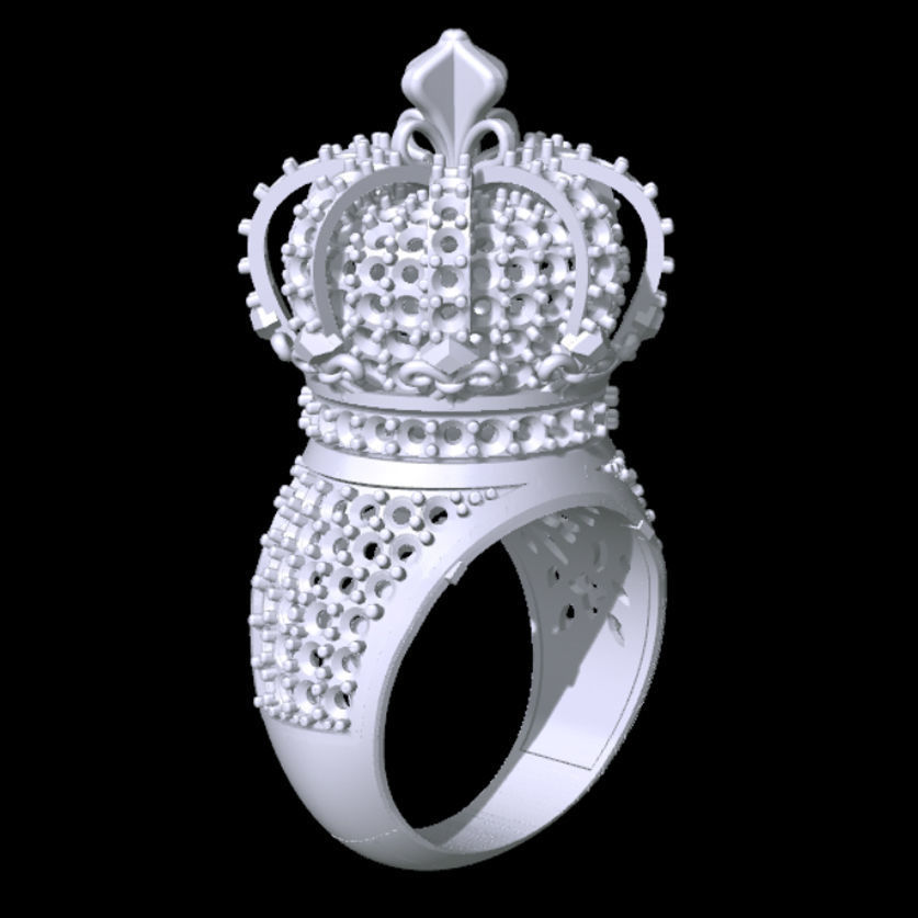 Rotating Crown Ring 3D print model_11