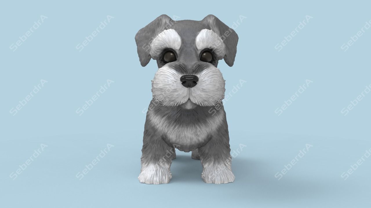Cute Puppy Schnauzer STL and VRML 3D print model_2