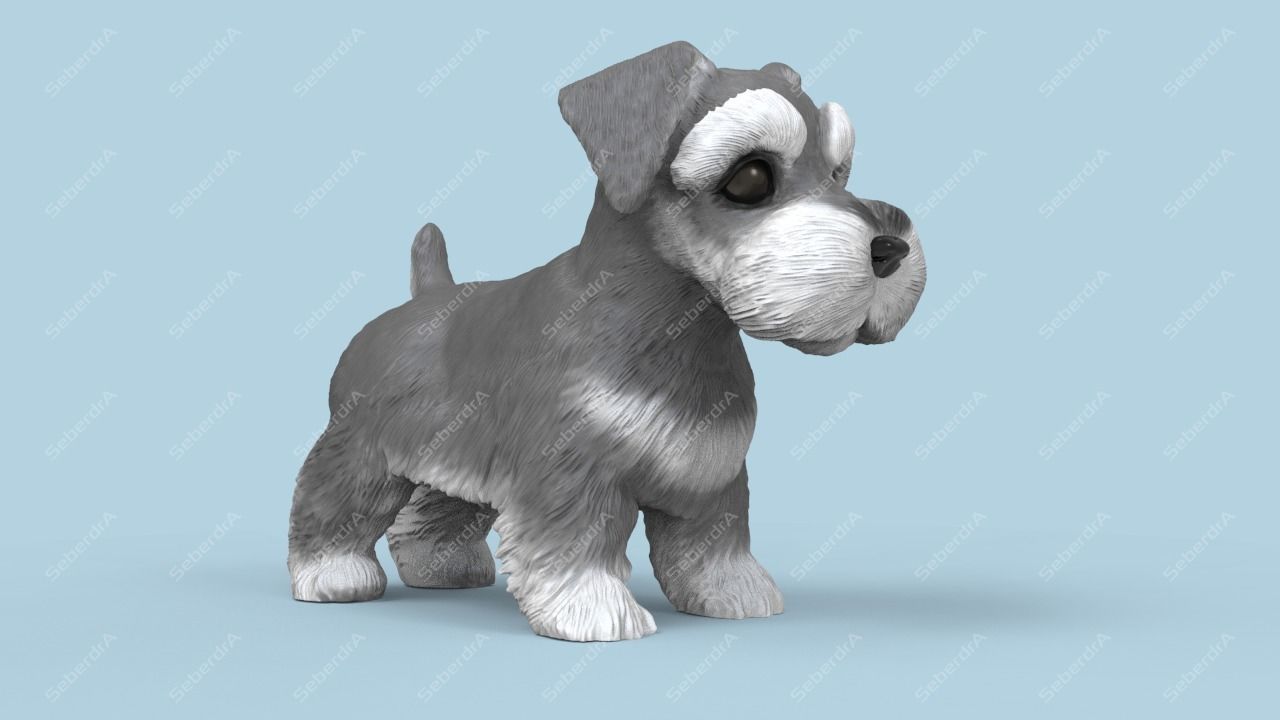 Cute Puppy Schnauzer STL and VRML 3D print model_1