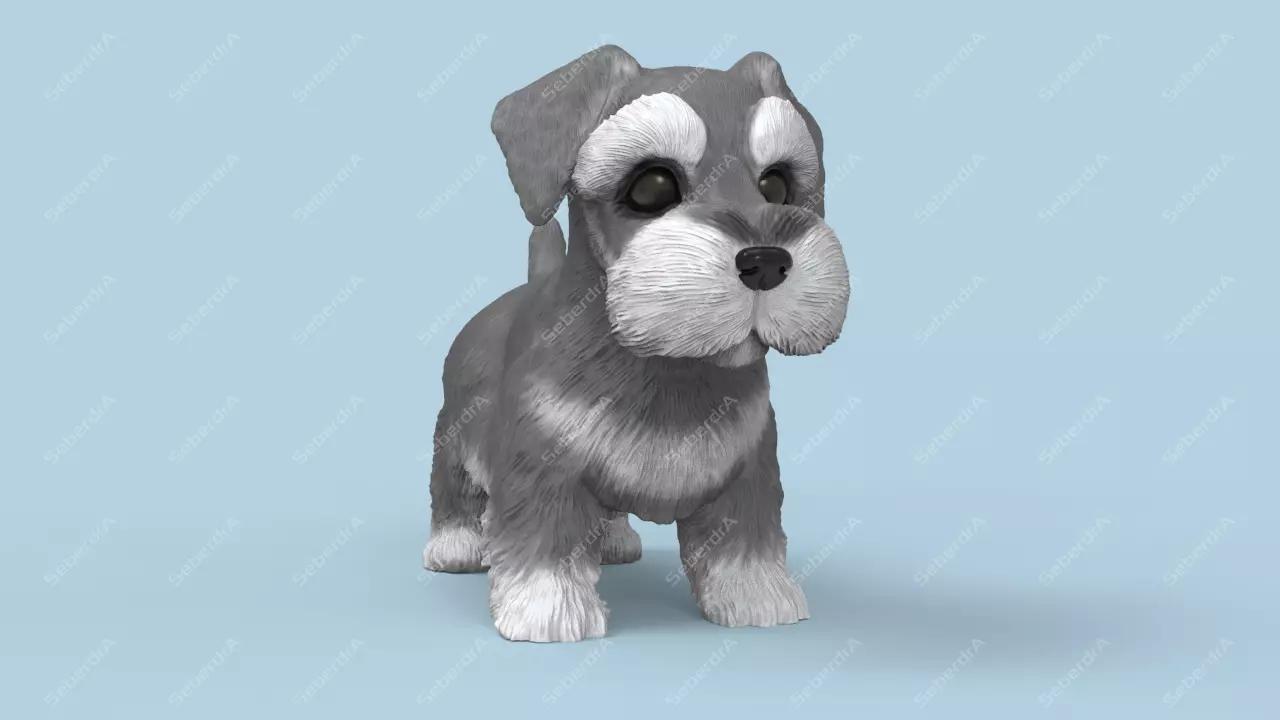 Cute Puppy Schnauzer STL and VRML 3D print model_0