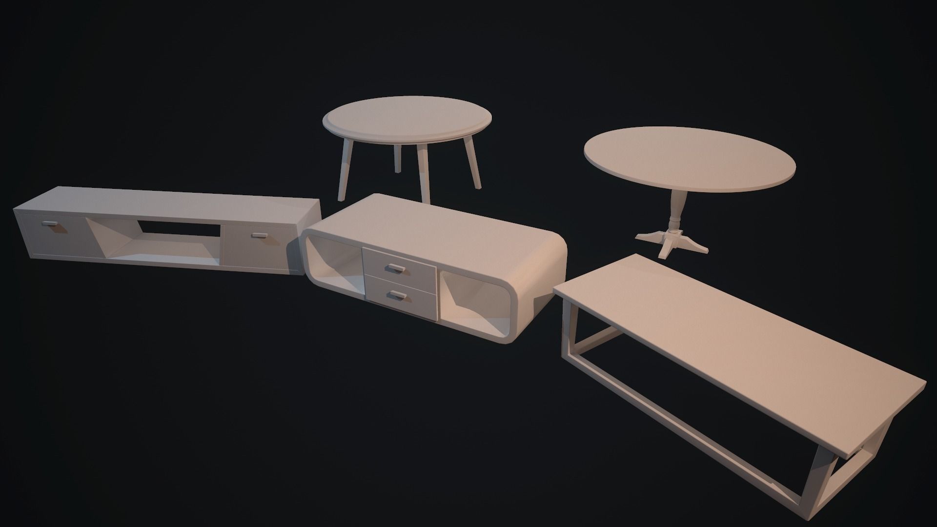 Tables set PBR Low-poly 3D model_4