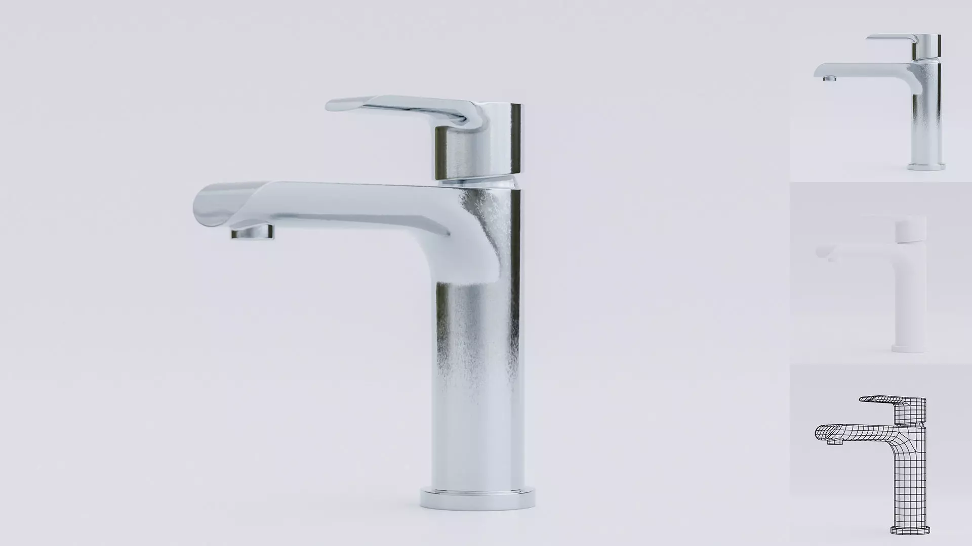 Elegant chrome faucet Low-poly 3D model_0
