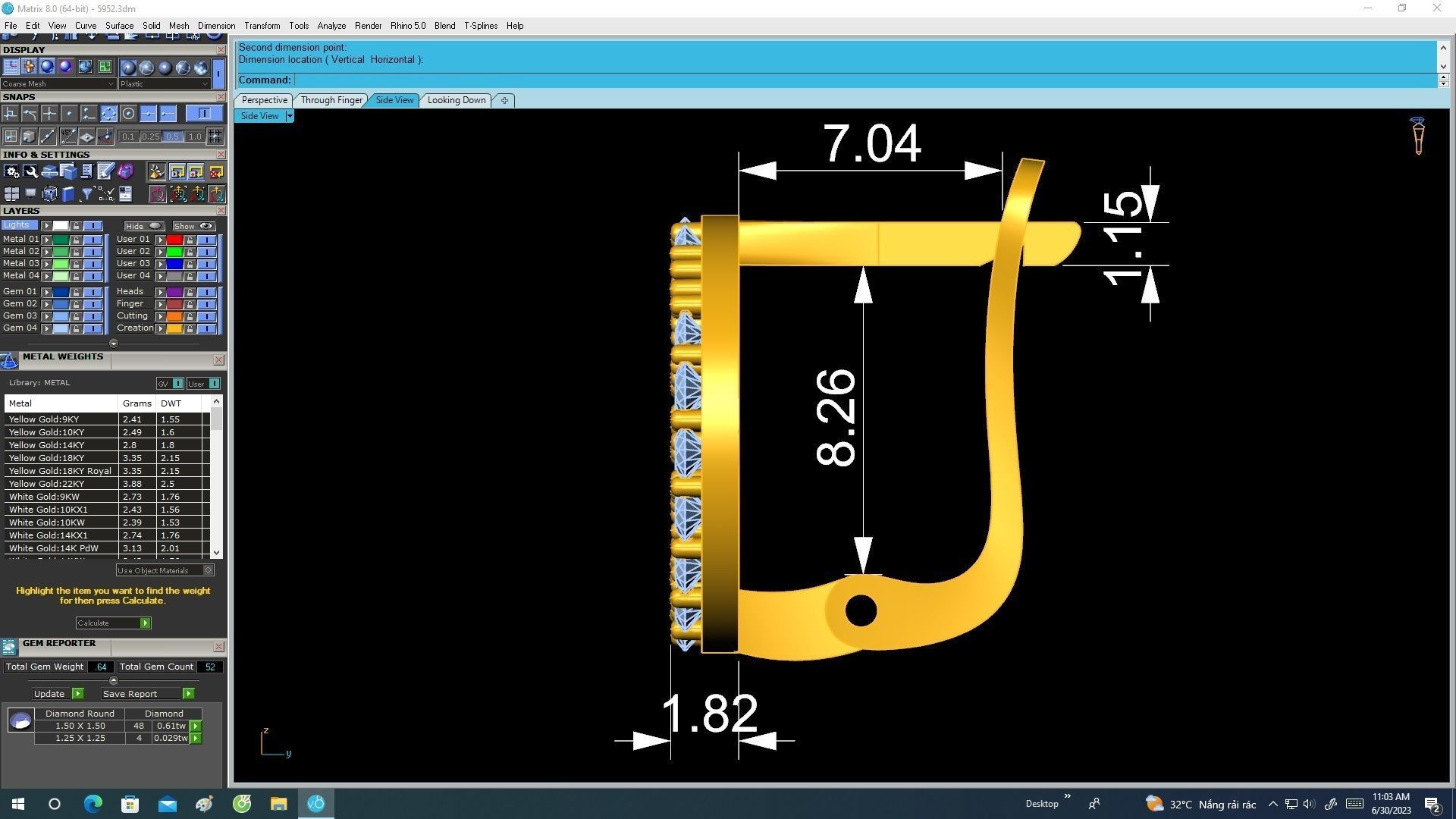 5952 vietnamese diamond earrings  3D print model_7