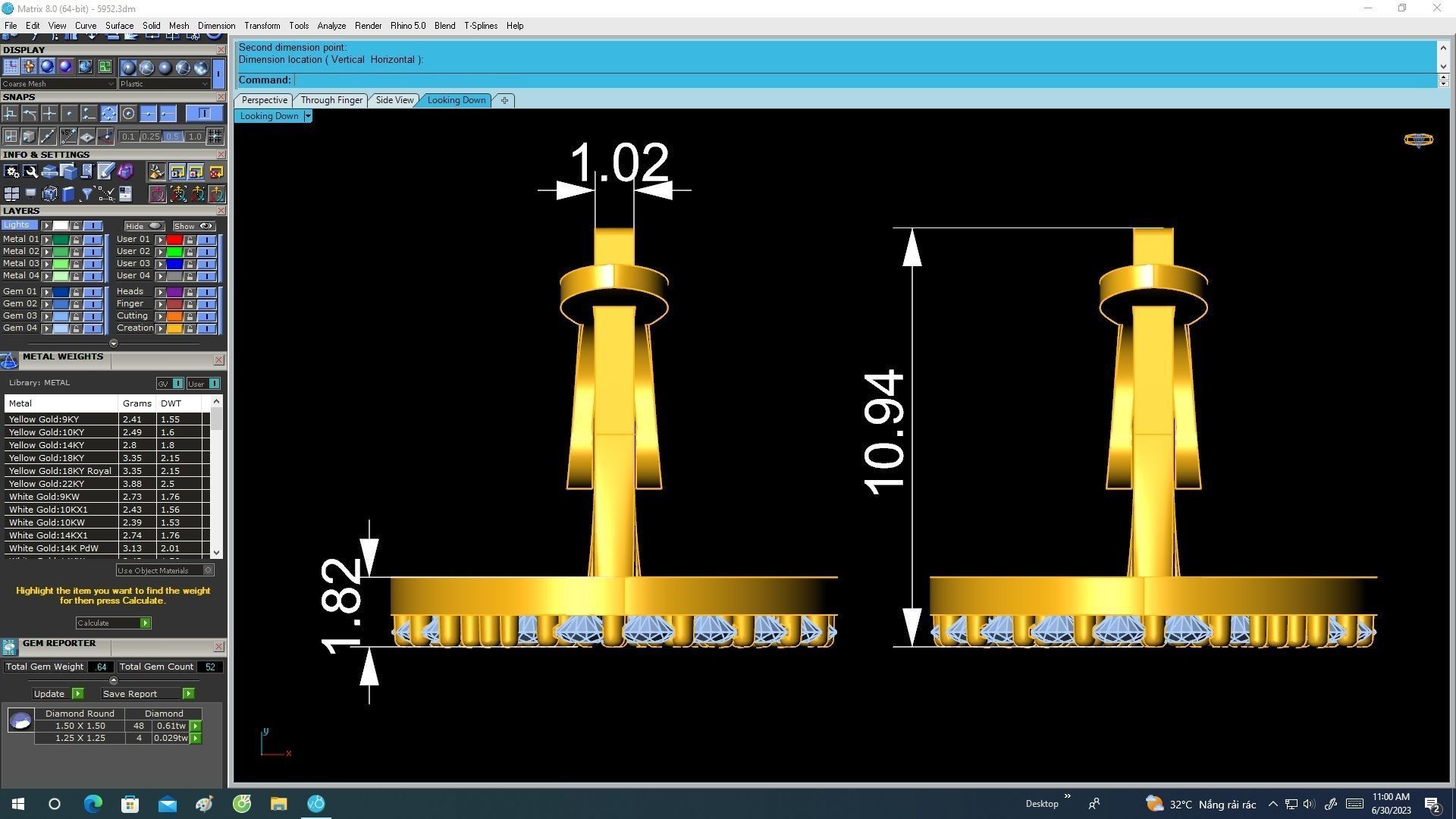 5952 vietnamese diamond earrings  3D print model_5