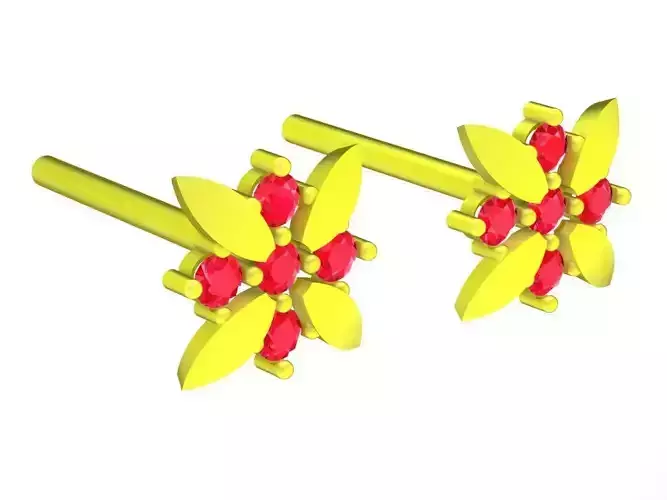 5954 simple flower diamond earrings 