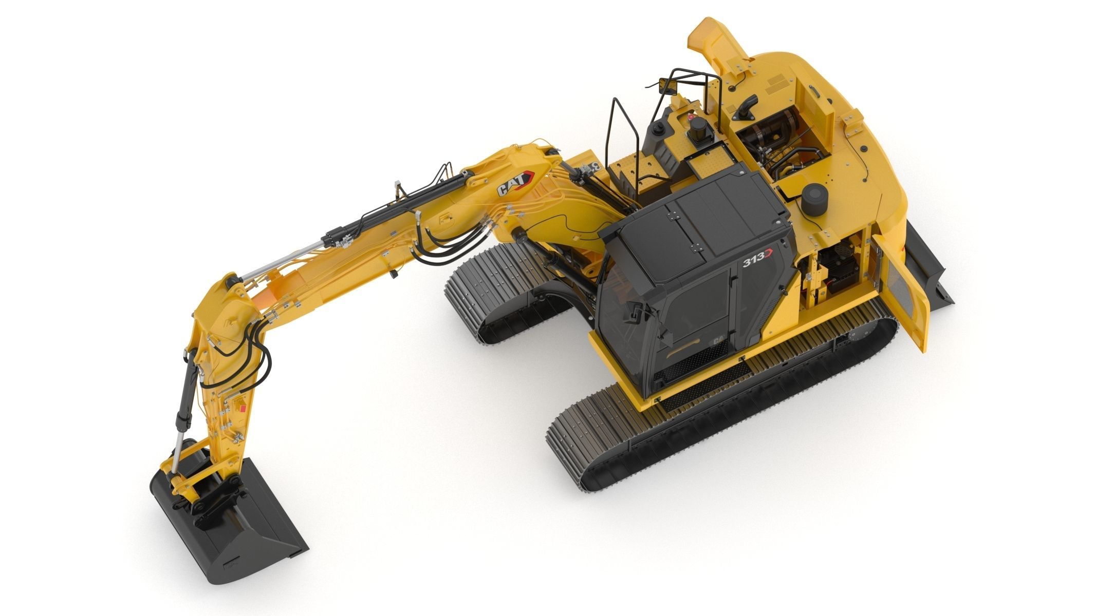 Cat 313 Excavator Triple Arm 3D model_10