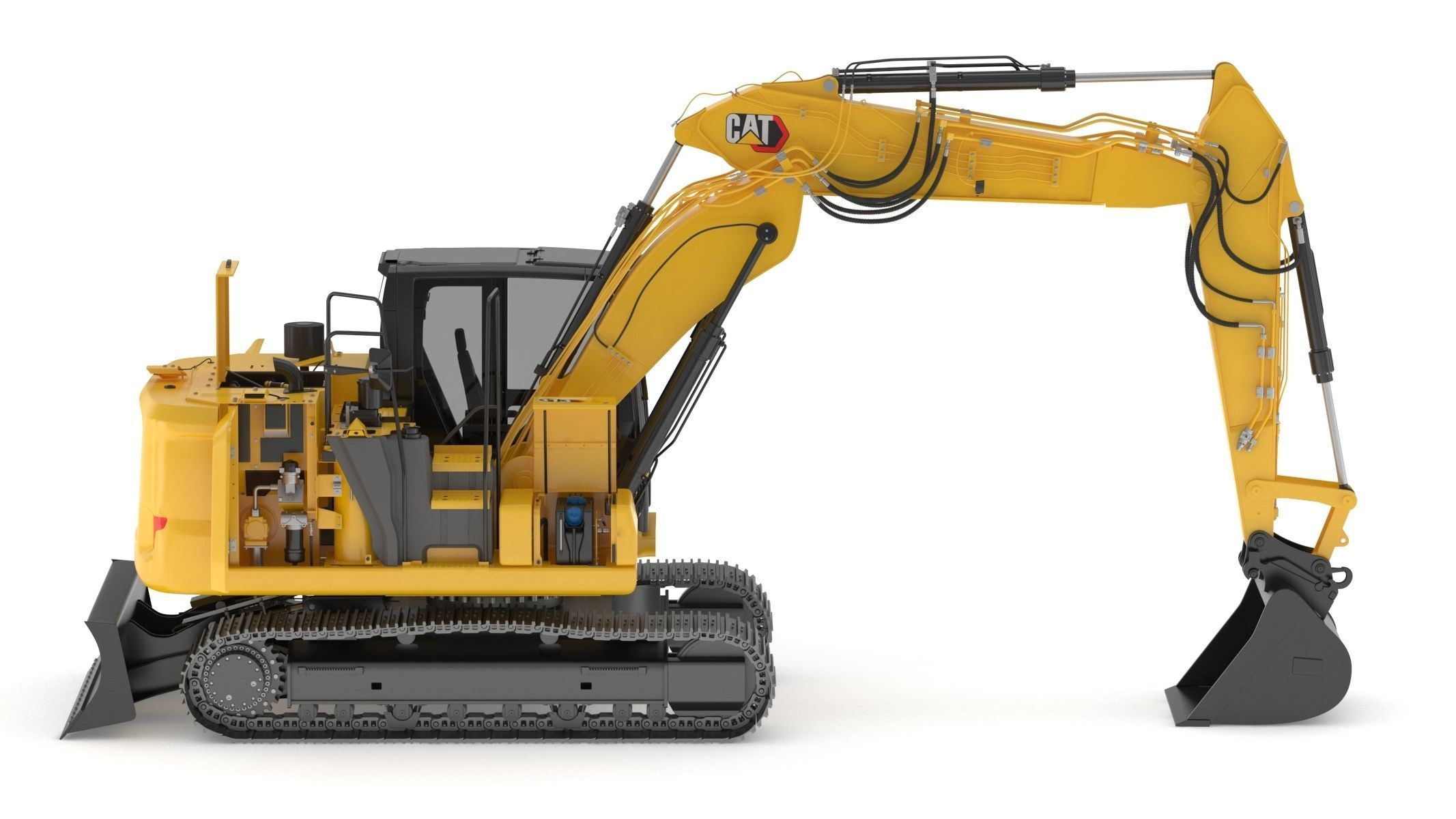 Cat 313 Excavator Triple Arm 3D model_6