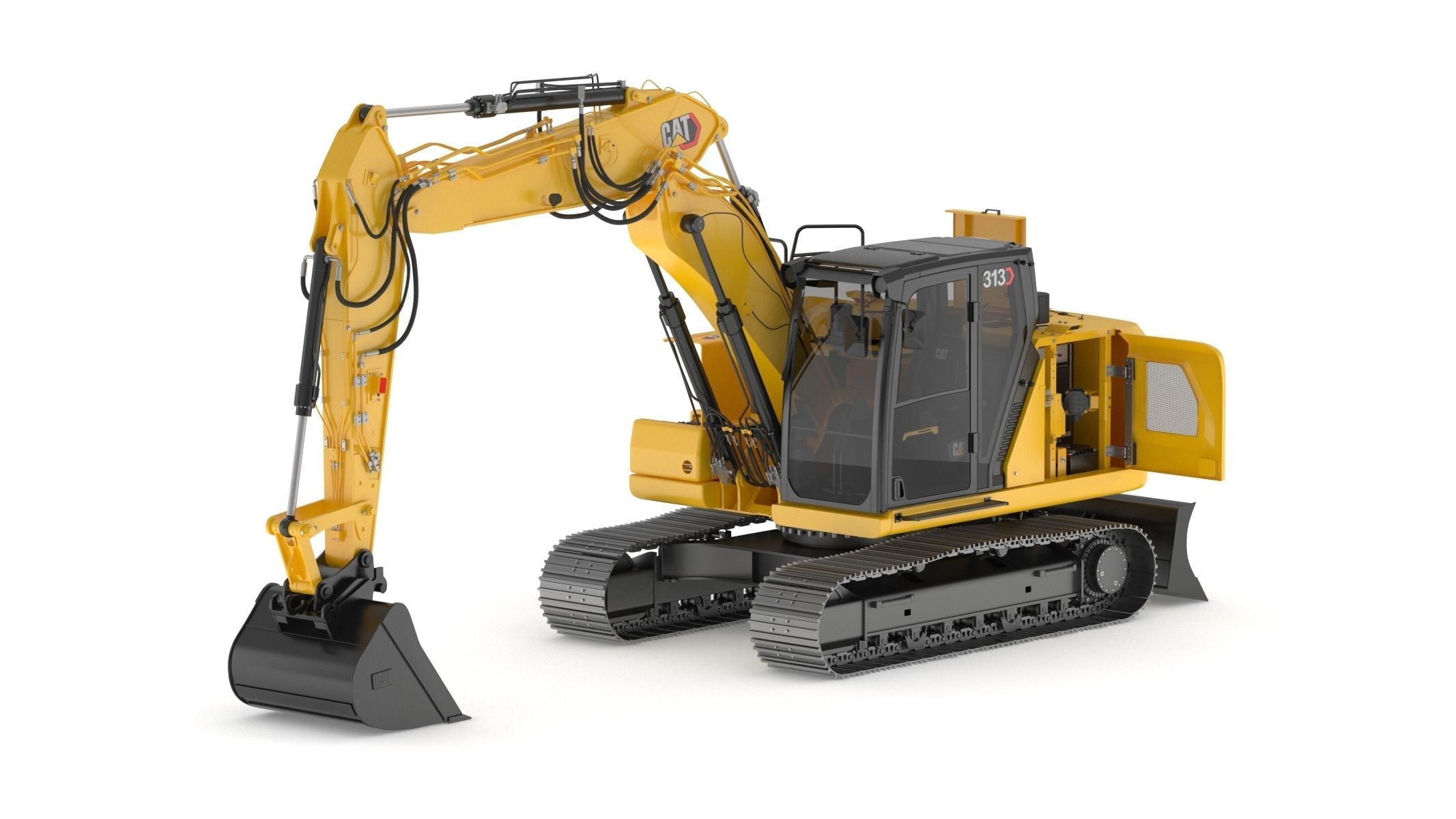 Cat 313 Excavator Triple Arm 3D model_3