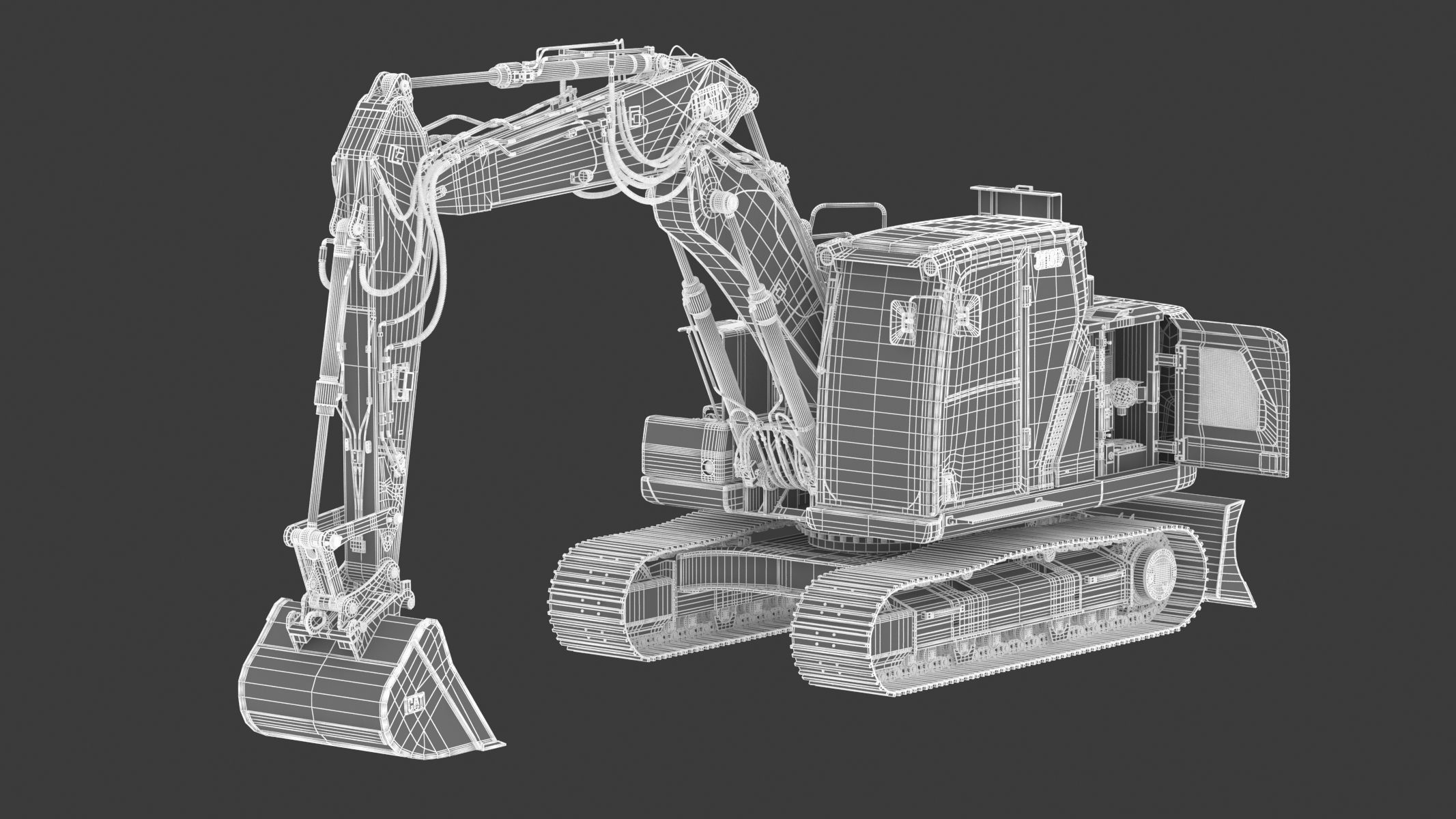 Cat 313 Excavator Triple Arm 3D model_24