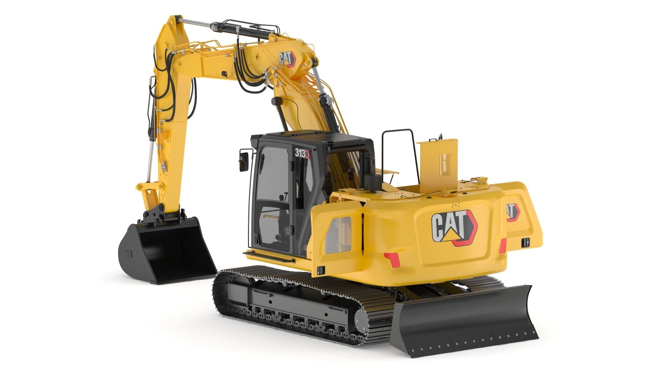 Cat 313 Excavator Triple Arm 3D model_9
