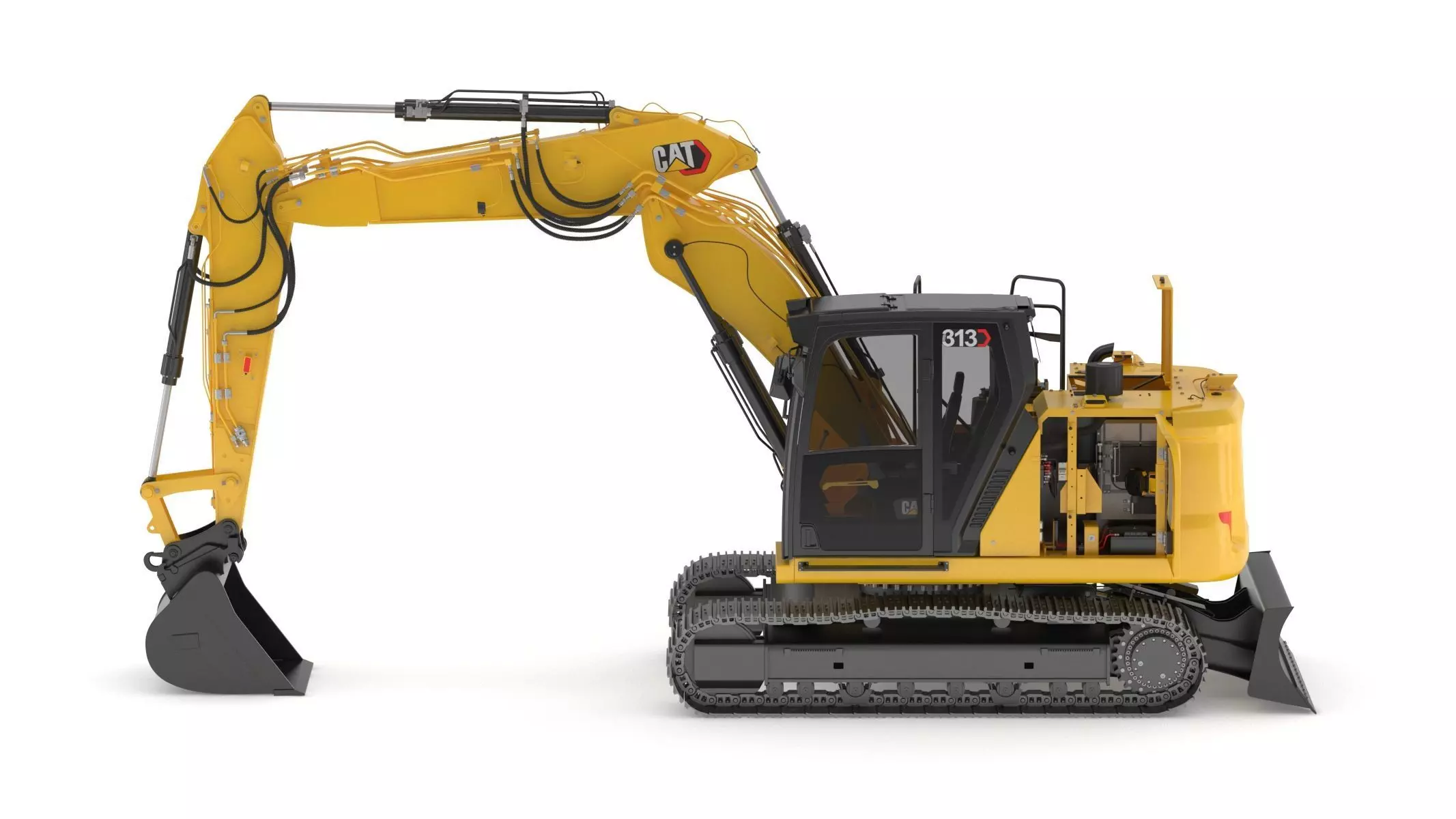 Cat 313 Excavator Triple Arm 3D model_1