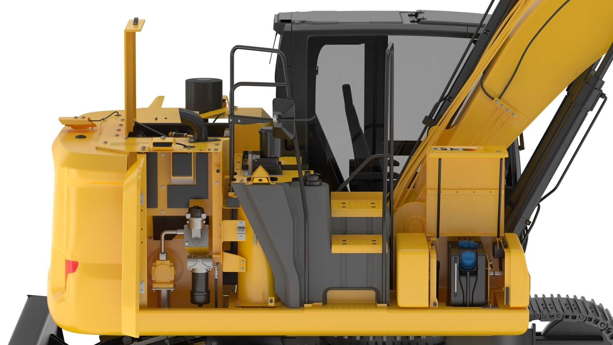 Cat 313 Excavator Triple Arm 3D model_16