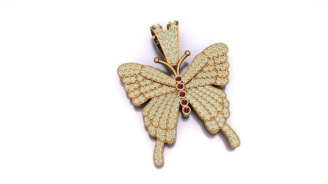 Butterfly Diamond Pendant 3D print model