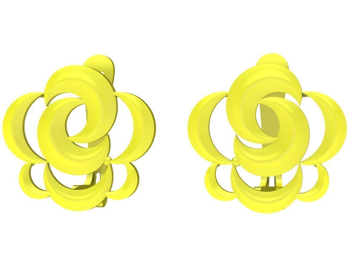 5976 art flower earrings 3D print model_1